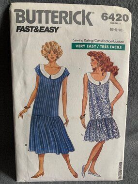Butterick Misses Dress Sewing Pattern Size 6 8 10 6420 - uncut